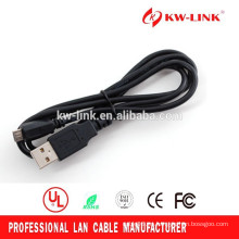 Cable USB 2.0 de alta velocidad para cargador de datos negro Un macho para micro tipo B 1.8 metros